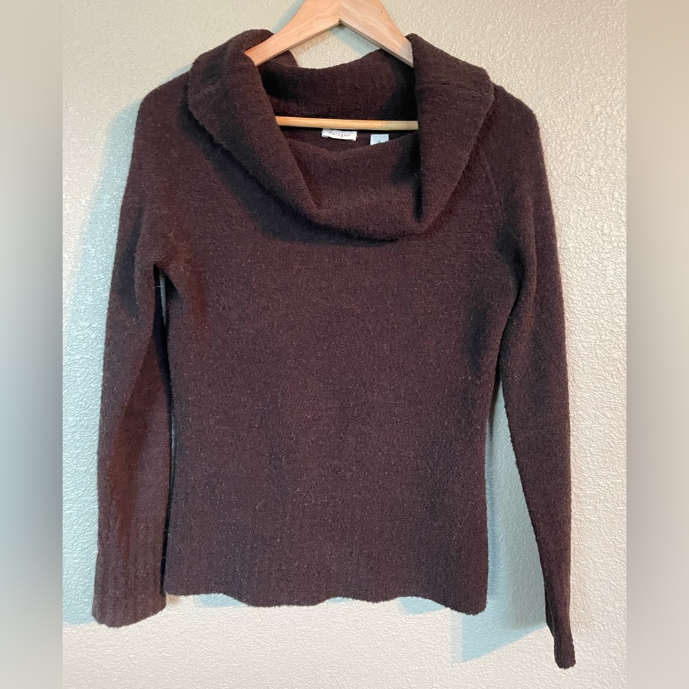Soft, brown cowl neck sweater